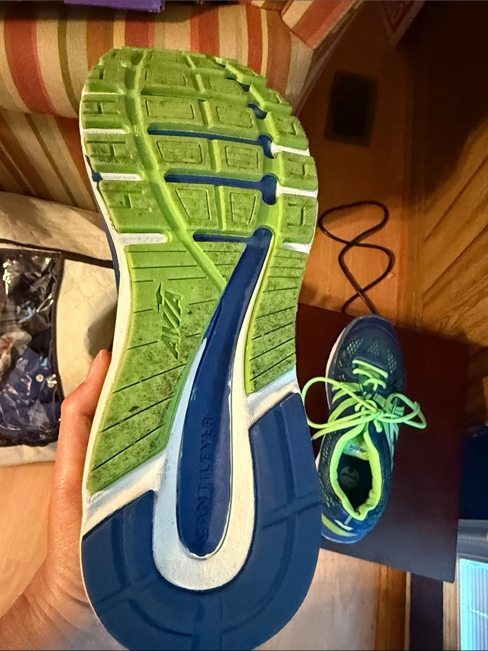 Avia Blue and Neon Green Kids Running Sneakers
